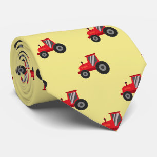 Corbata Tractor rojo juguetón y nombre en amarillo