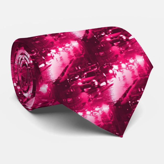 Corbata Tráfico urbano - rojo neaón (Enrollado)