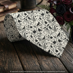 Corbata Traje de boda Cuervo Gótico Negro Marfil