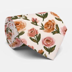 Corbata Traje de hombre con estampado de rosa boda minimal