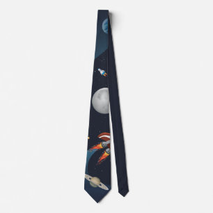 Corbata Transbordador Espacial Exterior Luna Estrellas Mod