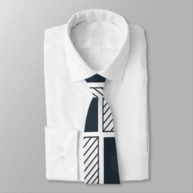 Corbata Trazado de tablero de ajedrez azul negro y blanco (Atado)