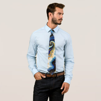 Corbata Trazos vibrantes de azul y oro 1