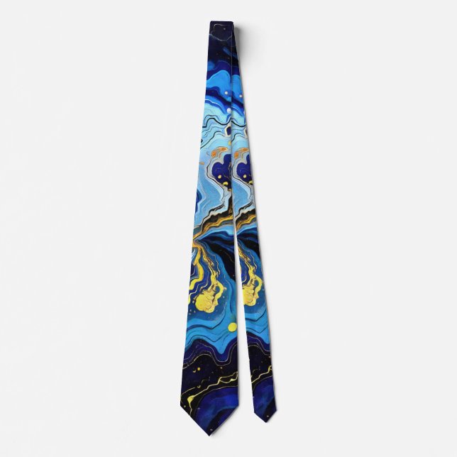 Corbata Trazos vibrantes de azul y oro 4 (Anverso)