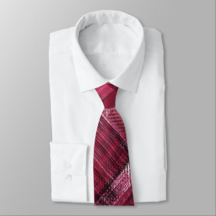 Corbata Trazos y rayas negras y blancas sobre burdeos.