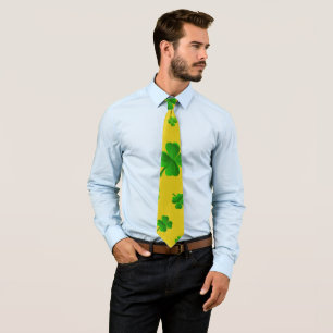 Corbata Trébol sobre oro día de San Patricio irlandés
