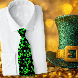 Corbata Tréboles de trébol verde irlandés negro