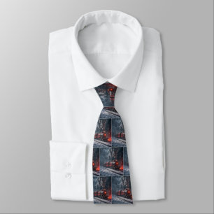 Corbata Tren Rojo Vintage En Invierno