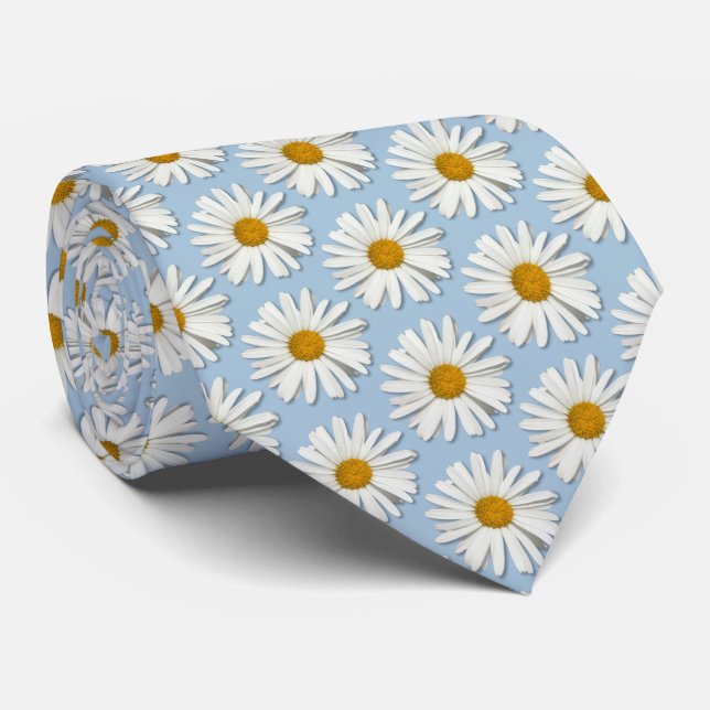 Corbata Trendy Daisy Flower Blossoms - Fashion - Blue (Enrollado)