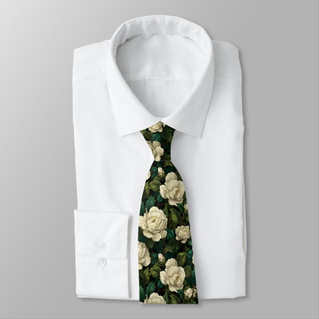 Corbata Trendy Mens Fashion Gardenias Flower (Atado)