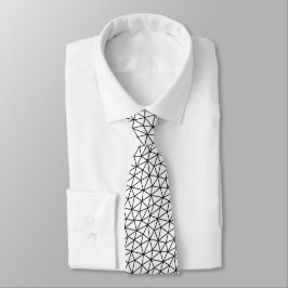 Corbata trendy negra y blanca con patrón geométric