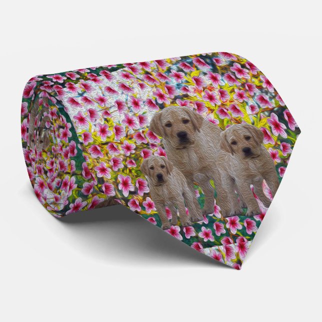 Corbata Tres cachorros de Labrador Pintura de aceite, Cant (Enrollado)