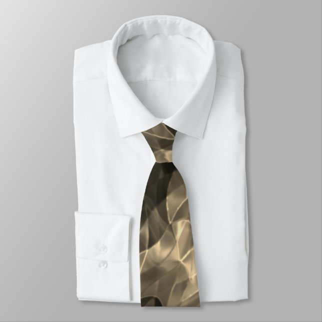 Corbata Triángulos curvos o ondas marrones. (Atado)