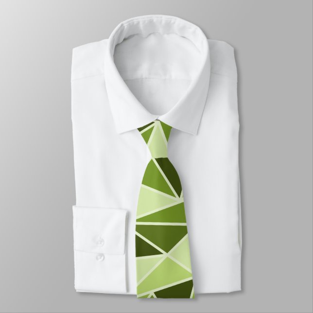 Corbata Triángulos geométricos abstractos, verde limón (Atado)