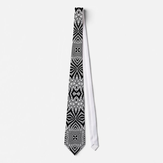 Corbata Tribalístico Black White Mens (hombres blancos neg (Anverso)