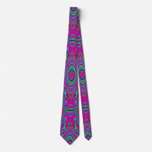 Corbata Trippy Retro Magenta, Azul y Verde Abstracto