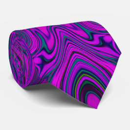 Corbata Trippy Retro Magenta y Black Abstract Pattern