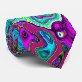 Corbata Trippy Sky Blue Abstract Retro Liquid Swirl
