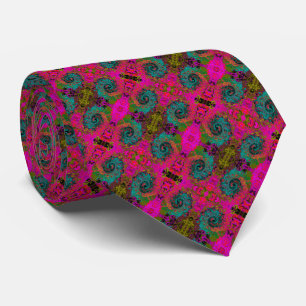 Corbata Trippy Turquoise Resumen Retro Liquid Swirl