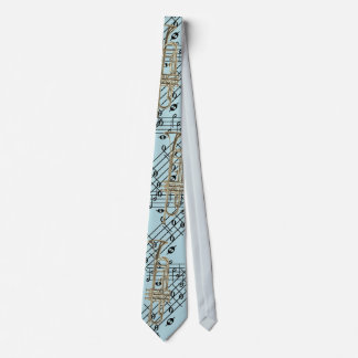 Corbata Trompeta y notas musicales sobre azul