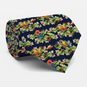 Corbata Tropical Estampado Doble Cara (Azul Marino