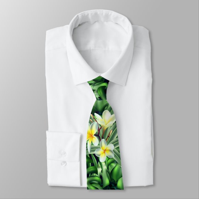 Corbata Tropical frangipani plumeria palmmonstera (Atado)