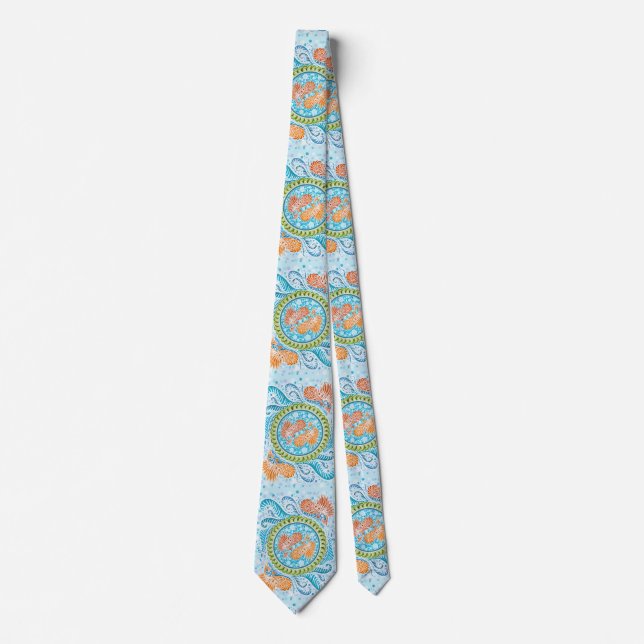 Corbata Tropical Koi Mandala | Vibrante Ocean Zen Art (Anverso)