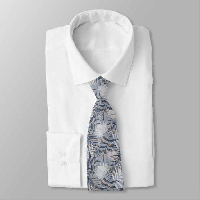 Corbata Tropicales de Gris plateado (Atado)