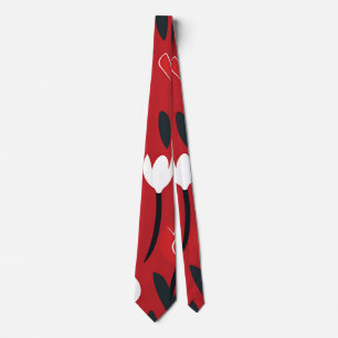 Corbata Tulipán floral primaveral rojo y blanco atrevido