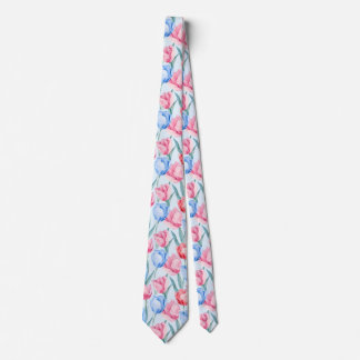 Corbata Tulipanes azules y rosados