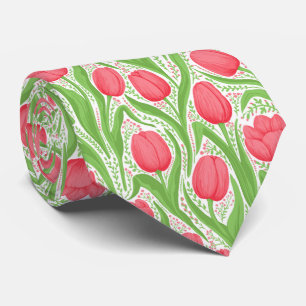 Corbata Tulipanes en rojo y verde