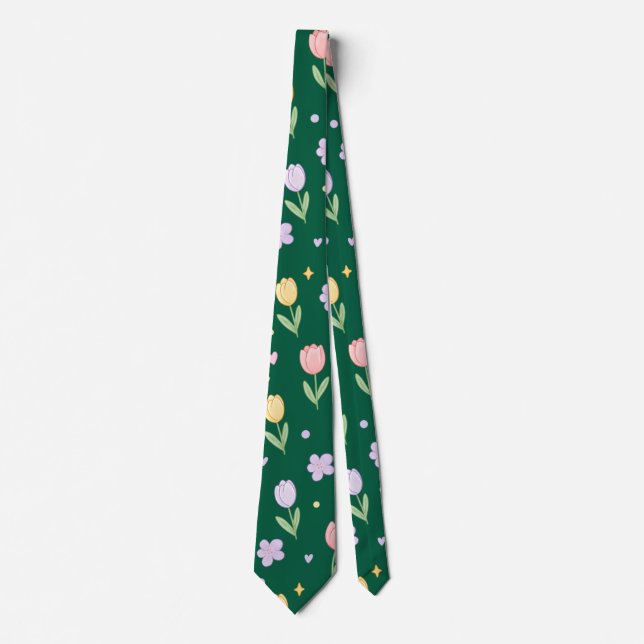 Corbata Tulipanes pastel  (Anverso)