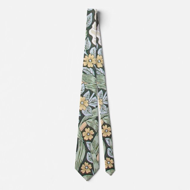 Corbata Tulipanes Pimpernel Arte Botánico de William Morri (Anverso)
