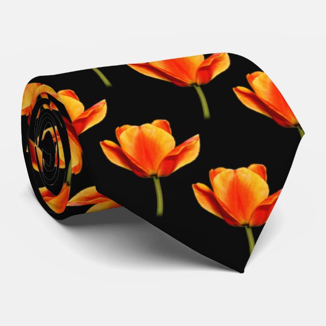 Corbata Tulipanes Rascados Amarillo y Rojo (Enrollado)