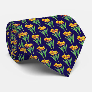 Corbata Tulipanes sobre azul