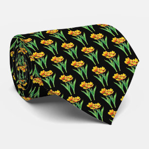 Corbata Tulipanes sobre negro