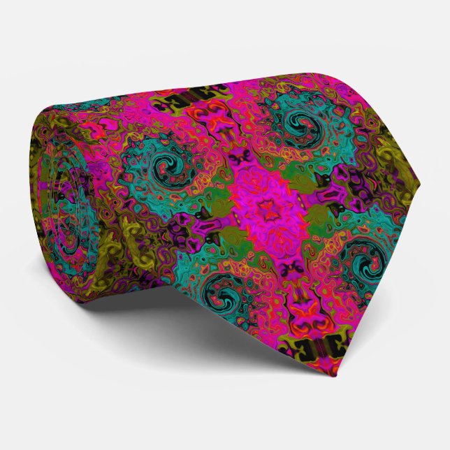Corbata Turquesa alucinante remolino líquido abstracto ret (Enrollado)