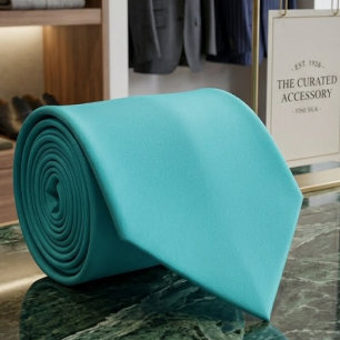 Corbata Turquesa Brillante Aguamarina Cian Color Sólido