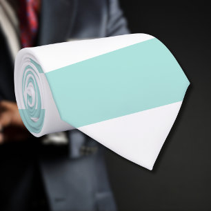 Corbata Turquesa Claro y Blanco Rayado Horizontal Ancho