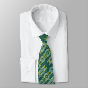 Corbata Turquesa con flores azules