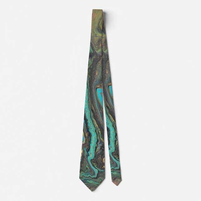 Corbata turquesa dorada abstracta Radio King 1 (Anverso)