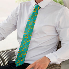 Corbata Turquoise and Yellow XOXO Kissing Lips