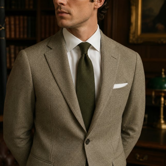 Corbata Tweed de espina de arenque verde de caza (Subido por el creador)