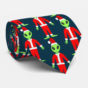 Corbata UFO Ho Ho Padre Navidad alienígena Patterado