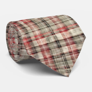 Corbata Un diseño floral de tartán de Navidad Serie #2