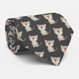 Corbata Un Gato Riéndose Cutáneo En Gris