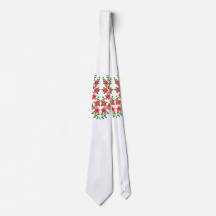 Corbata un montón de flores rojas sobre un fondo blanco