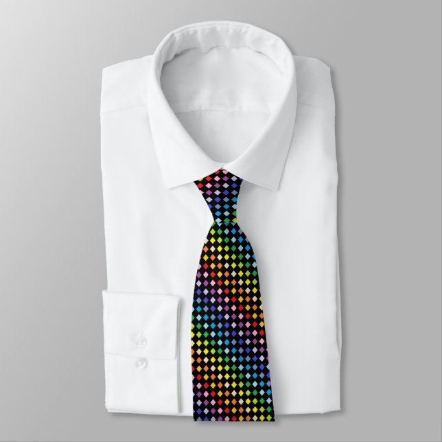 Corbata Un negro más amplio de los diamantes del arco iris (Atado)