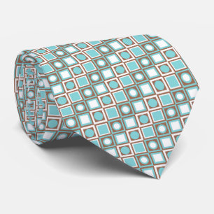 Corbata Única Con Arte Retro Azul Aqua Marrón