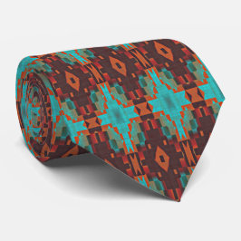 Corbata Único tribal azul verde naranja marrón Aqua Teal